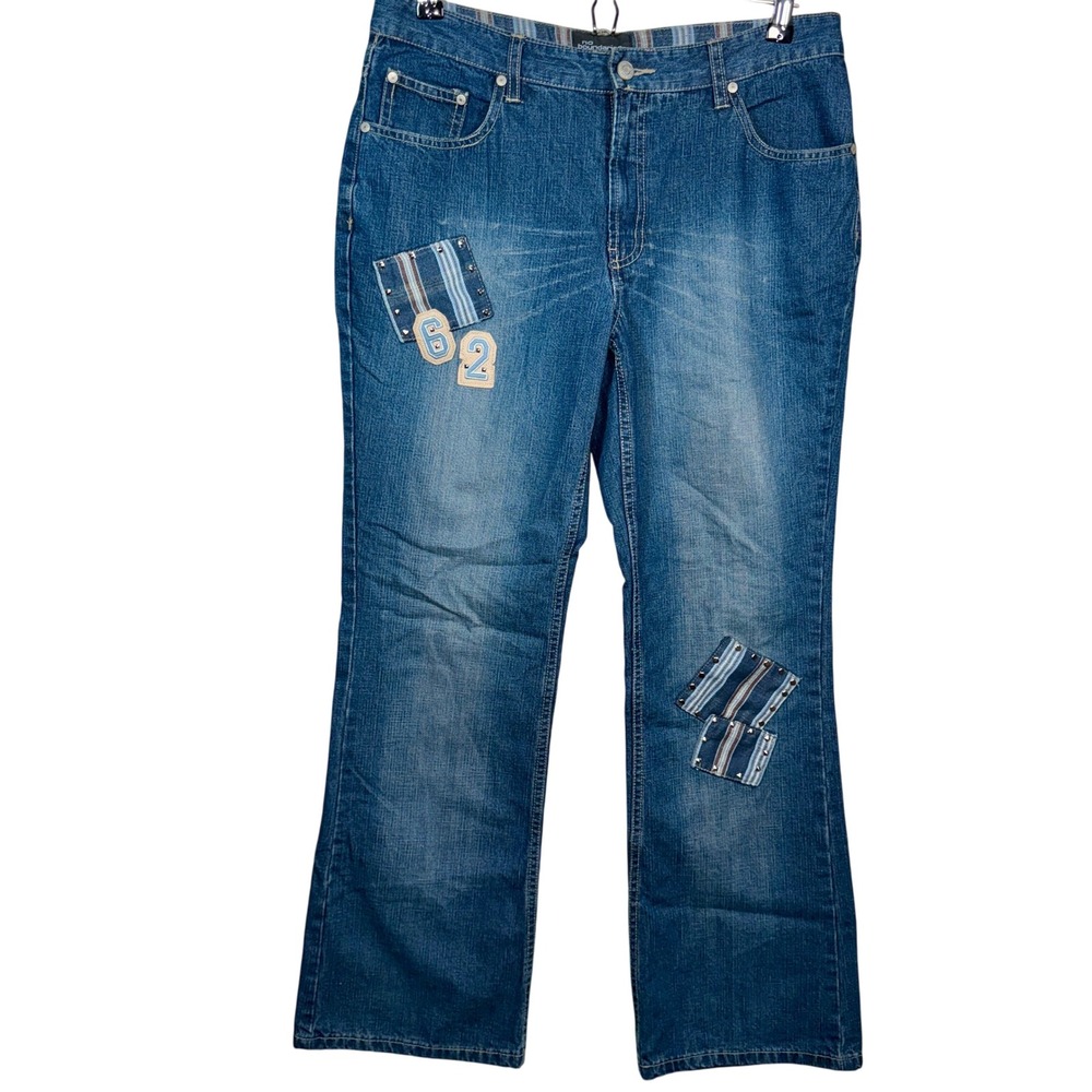 No Boundaries Juniors‎ Blue Jeans Patched Embellished Denim Size 9
